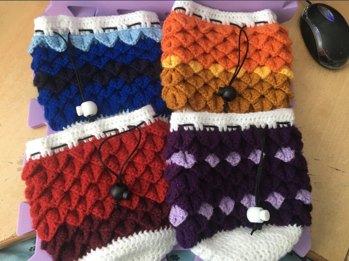 crochet dragon scale dice bag