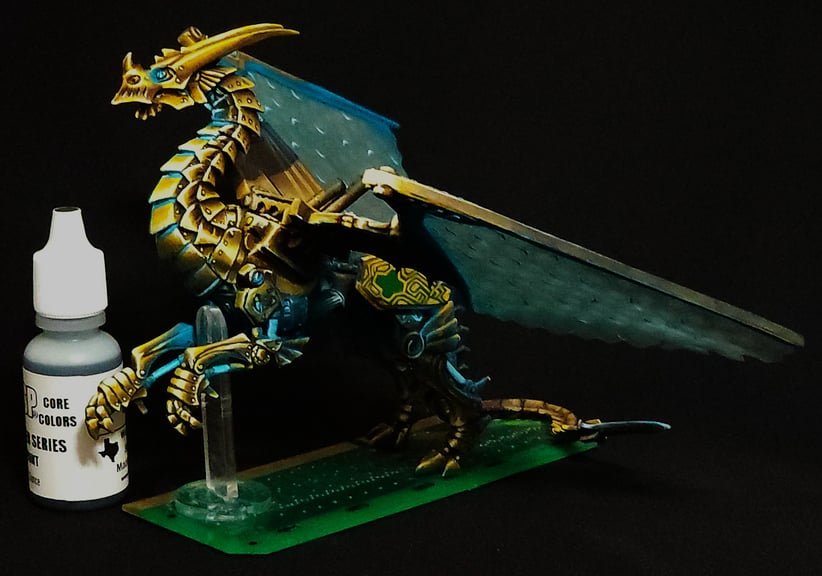 For Scale – Pictured beside a 2.5-inch paint bottle—this dragon’s 8.5-inch wingspan makes it Huge on the tabletop (2×5 map squares).