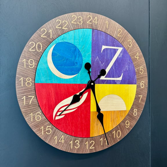 Shift clock at its home position with the shifts lining up with pacific standard time. 