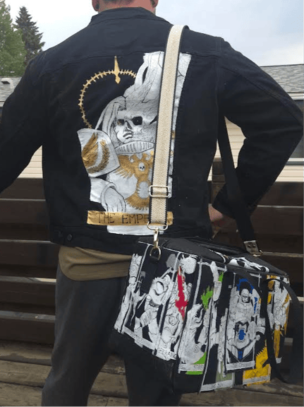 The bag and jacket together! The model is 6'2" and approximately 240 pounds.