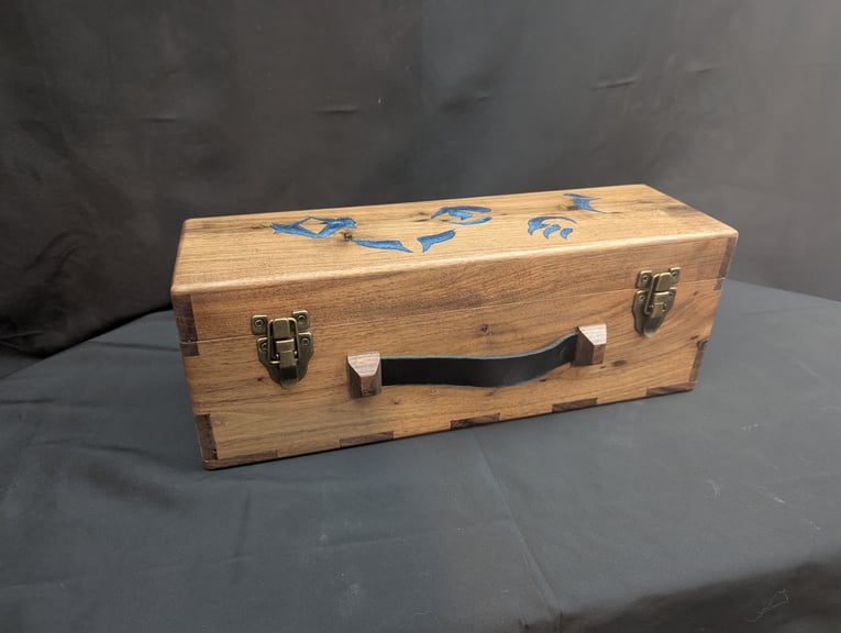 Leather handle for comfortable carrying and double latches to prevent accidental opening.